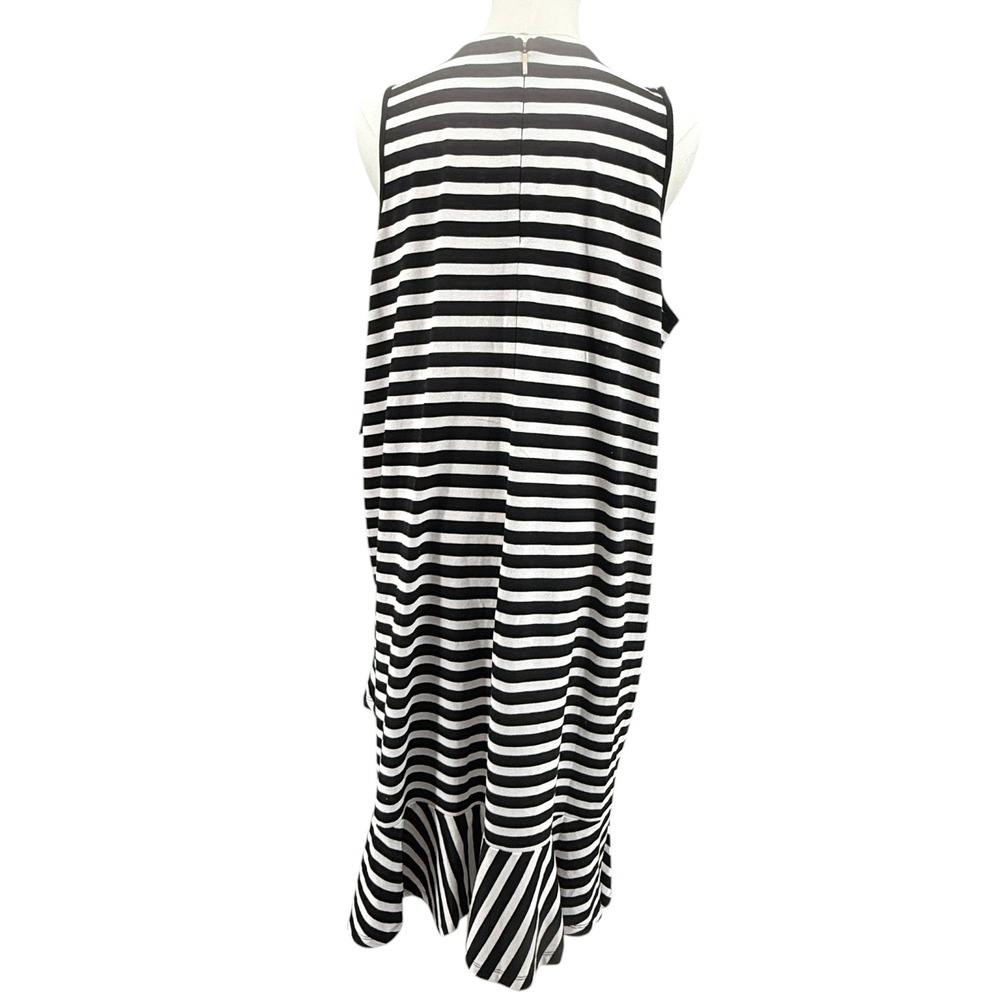 New Lauren Ralph Lauren Women Striped Maxi Dress XL Black White Stripes Ruffle - Picture 4 of 9
